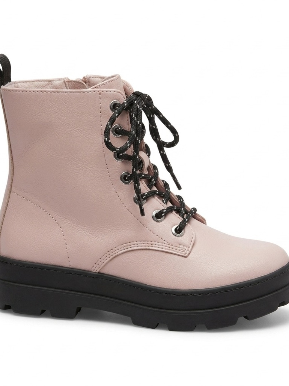 H&M Girls Pink Faux Leather Combat Lace Up Zip Autumn Boots Size 1.5 - Picture 9 of 10